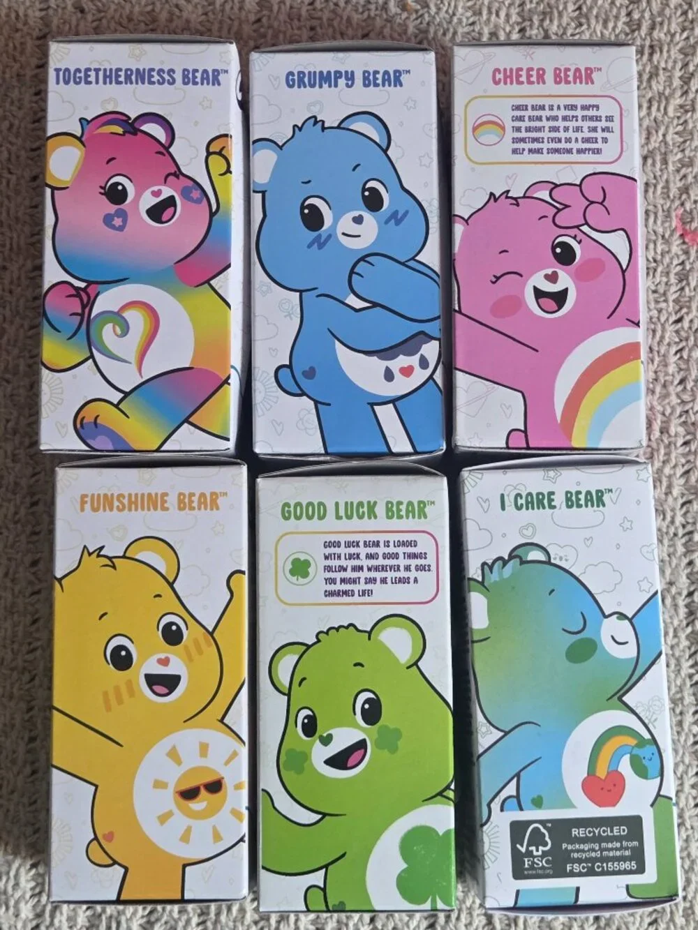Care Bears Mini Plush Lot Of Six New in box. Three inches tall